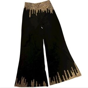 Vintage 70s handmade suede & leopard flared pants